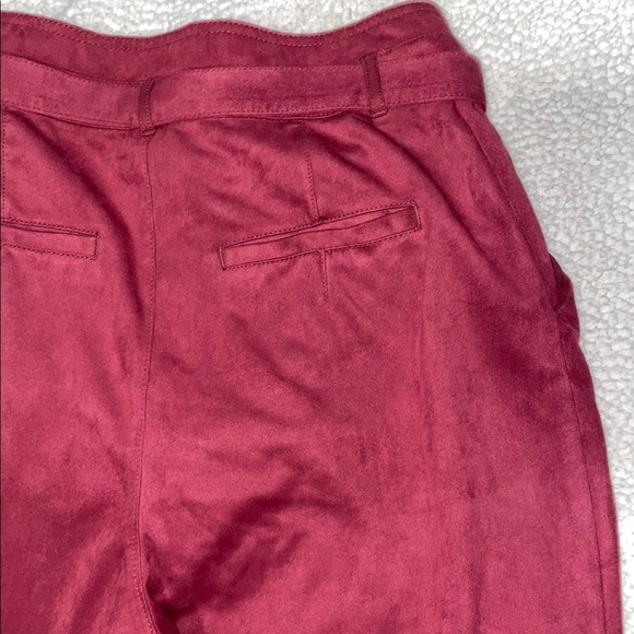 NWT Free People Nightfall Vegan Suede Pomegranate Waist Tye Pants Size 14 - Picture 15 of 16